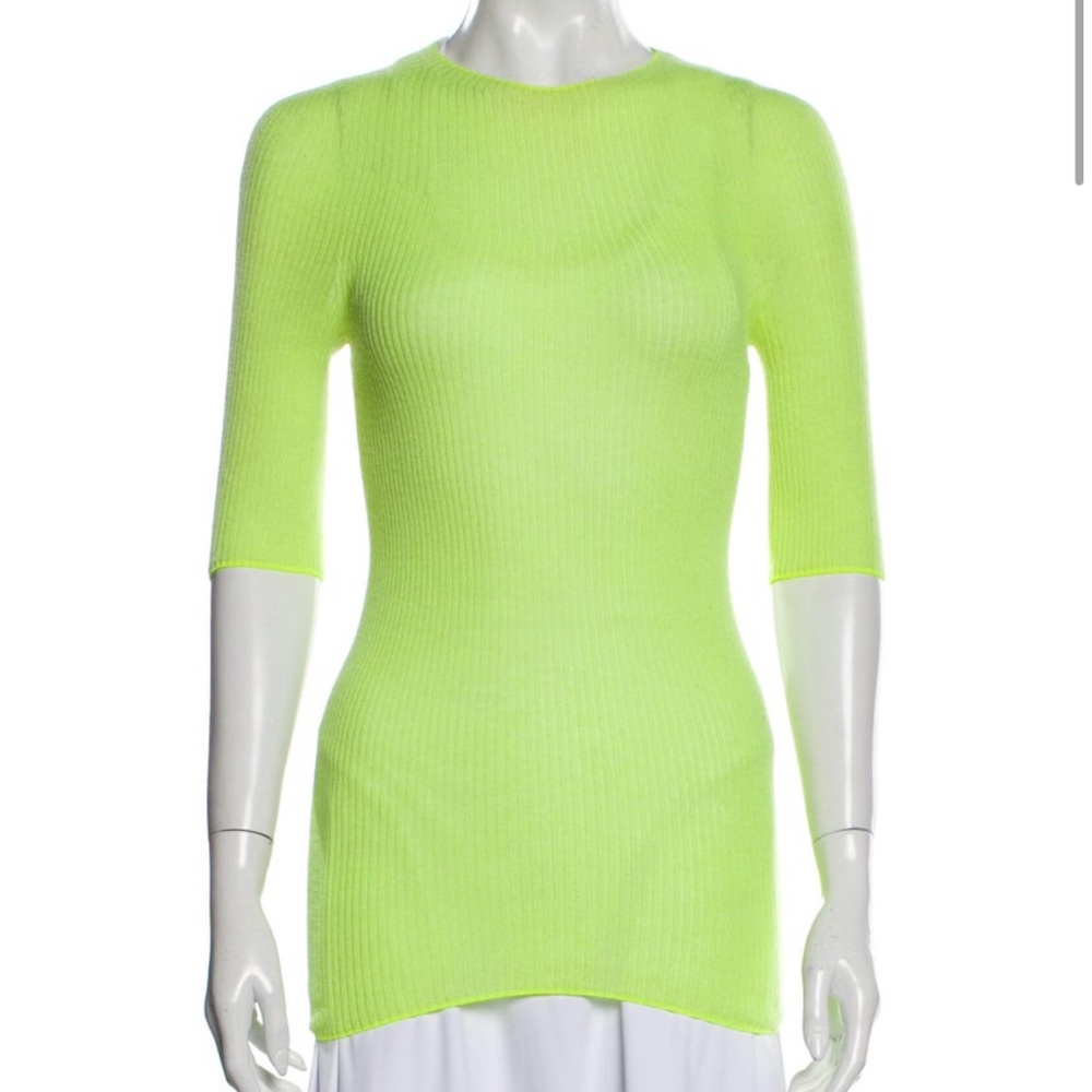 Balenciaga green neon wool cashmere top